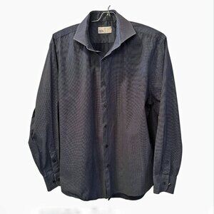 Nordstrom Rack Navy White Micro Dots Button Down Dress Shirt